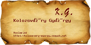 Kolozsváry György névjegykártya